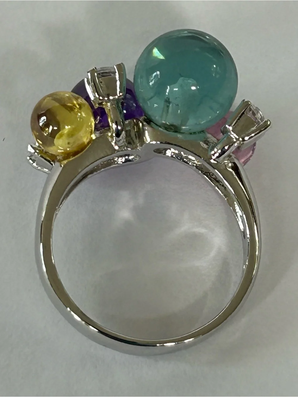 Multicolor Glass Bubble Cluster Ring - Women Jewelry